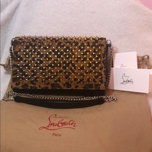 ‼️Louboutin Paloma Leather & Suede Chain Clutch‼️